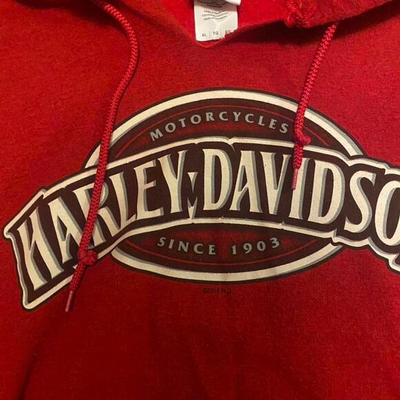 Red harley davidson biker hoodie - Picture 4 of 8